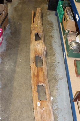 Lot 3720 - Large natural wood sculpture from an old oak beam, 200cm overall length