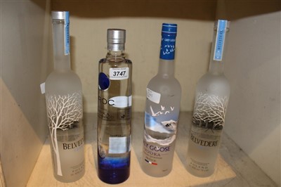 Lot 3747 - Two 70cl bottles belvedere vodka