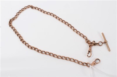 Lot 3343 - Edwardian 9ct rose gold curb link watch chain