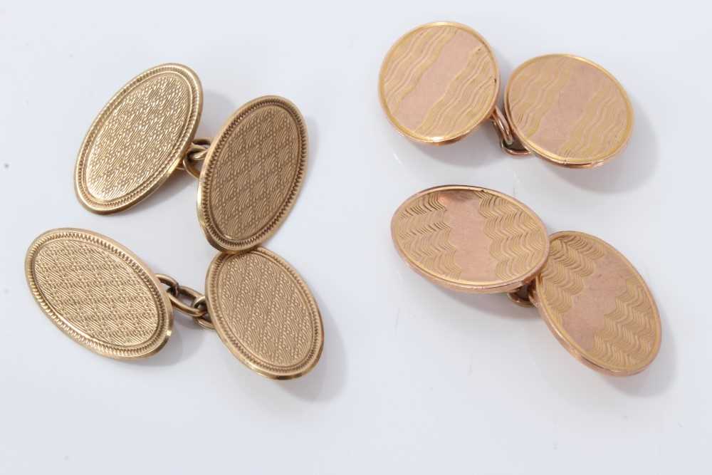 Lot 3344 - Two pairs of 9ct gold cufflinks