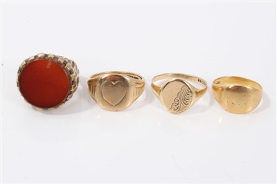 Lot 3345 - Four gold (9ct) signet rings