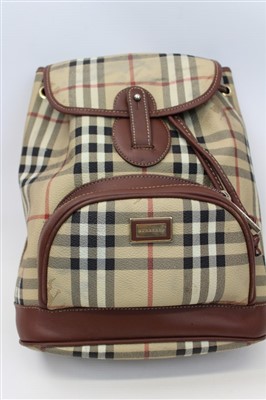 Lot 3093 - Burberry check leather rucksack