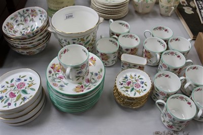 Lot 2200 - Twelve Minton Haddon Hall coffee cups and saucers and other
pieces of Haddon Hall – including dishes, jardinière, bowls, etc (45 pieces)