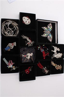 Lot 3322 - Collection of 1980s Butler & Wilson diamanté novelty brooches