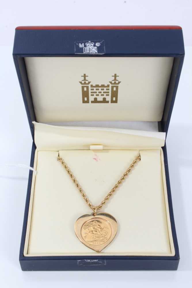 Gold Sovereign Coin Pendant c. 1887 in 14K Gold Frame, George Slaying -  Ruby Lane