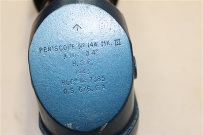 Lot 206 - Second World War periscope no. 14A MkIII.  Regd. no. 7385