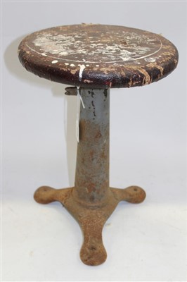 Lot 3738 - Vintage cast iron Singer machinists’ stool with revolving wooden seat