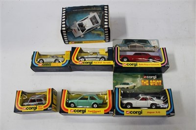 Lot 2891 - Corgi – The Saint Jaguar XJS no. 320, James Bond Aston Martin 270, James Bond Lotus Esprit 269, Rolls-Royce Corniche 279, plus others – all boxed (7)