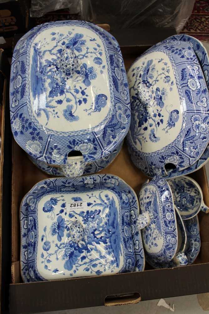Lot 2182 - Large collection of Spode and other blue and white china – including ashets, tureens, plates, etc (qty)