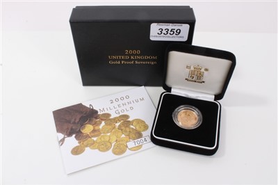 Lot 3359 - Queen Elizabeth II Royal Mint Millennium gold proof sovereign in box