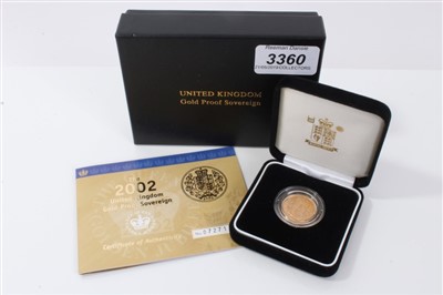 Lot 3360 - Queen Elizabeth II Royal Mint gold proof sovereign 2002 in box