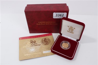 Lot 3362 - Queen Elizabeth II Royal Mint gold half sovereign 2002 in box