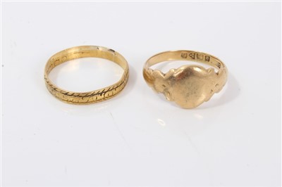 Lot 3328 - Gold (18ct) signed ring and gold (22ct) wedding ring