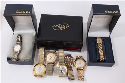 Lot 3366 - Group of watches to include five gentlemen’s vintage wrist watches and two ladies wristwatches