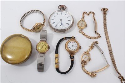 Lot 3367 - Group of watches to include three ladies' gold cased wristwatches