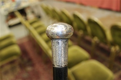 Lot 3790 - Early 20th century silver topped walking cane (London 1916)