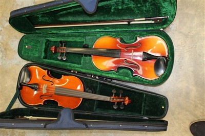 Lot 3788 - Group of four full size violins