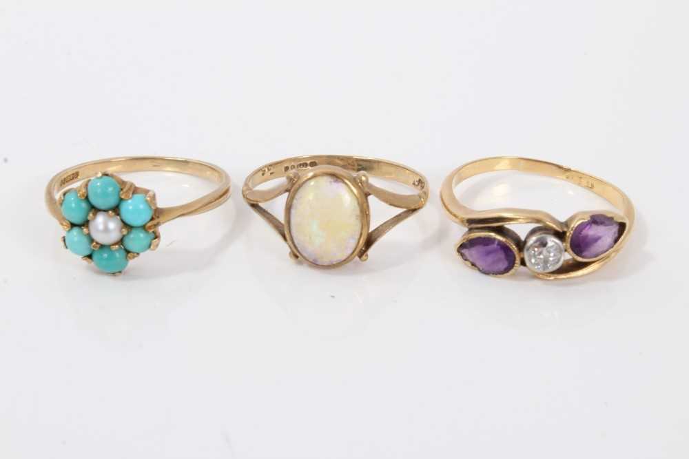 Lot 3394 - Three gold dress rings