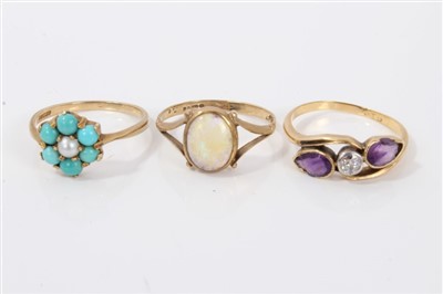 Lot 3394 - Three gold dress rings