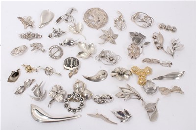 Lot 3402 - Collection of Danish and Norwegian silver brooches and similar items