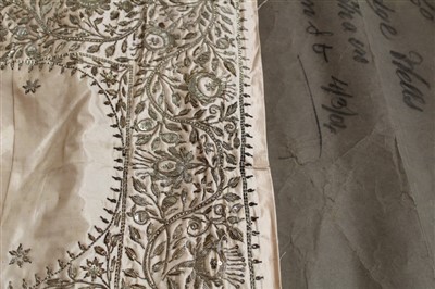 Lot 3111 - Ottoman embroidered silk panel 1904