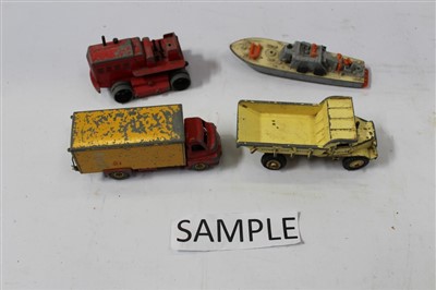 Lot 2905 - Diecast selection of early unboxed items – including some repainted (to a very high standard), lorries and wagons (qty)