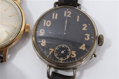 Lot 3389 - Six wristwatches – including a Tissot Seastar chronograph, an Omega sub-second timepiece in ‘cushion’ case, a Roamer, a black dial French watch and two others