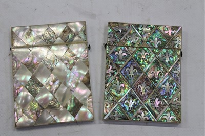 Lot 3798 - Two 19th century Mother of Pearl visiting card cases