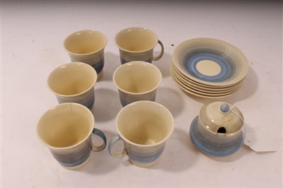 Lot 2214 - Susie Cooper blue banded part coffee set (13 pieces)