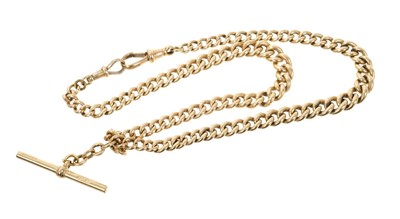 Lot 667 - Edwardian 9ct gold curb link watch chain, 41.5cm