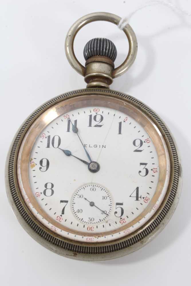 Lot 3436 - Late 19th century Elgin keyless regulator pocket watch