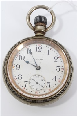 Lot 3436 - Late 19th century Elgin keyless regulator pocket watch