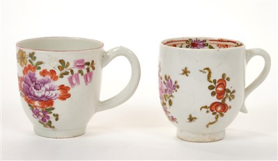 Lot 157 - Two 18th century Lowestoft coffee cups with polychrome painted floral sprays