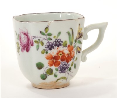 Lot 167 - 18th century Derby coffee cup with polychrome painted floral sprays, circa 1760, 5.5cm