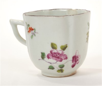Lot 167 - 18th century Derby coffee cup with polychrome painted floral sprays, circa 1760, 5.5cm
