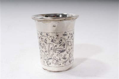 Lot 484 - Russian silver and niello beaker and similar spoon