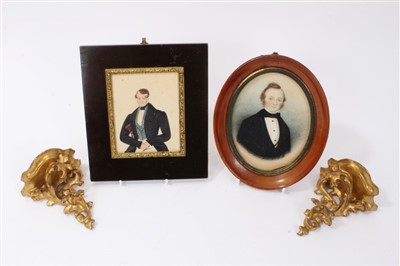 Lot 688 - Two 19th century portrait miniatures on paper