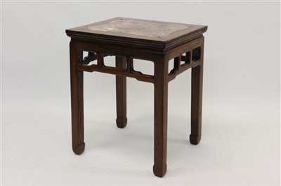 Lot 1517 - Chinese padouk and marble inset stand