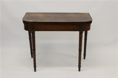 Lot 1518 - Regency mahogany D-shaped card table