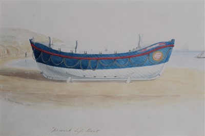 Lot 1027 - Henry Davy watercolour Ipswich life boat