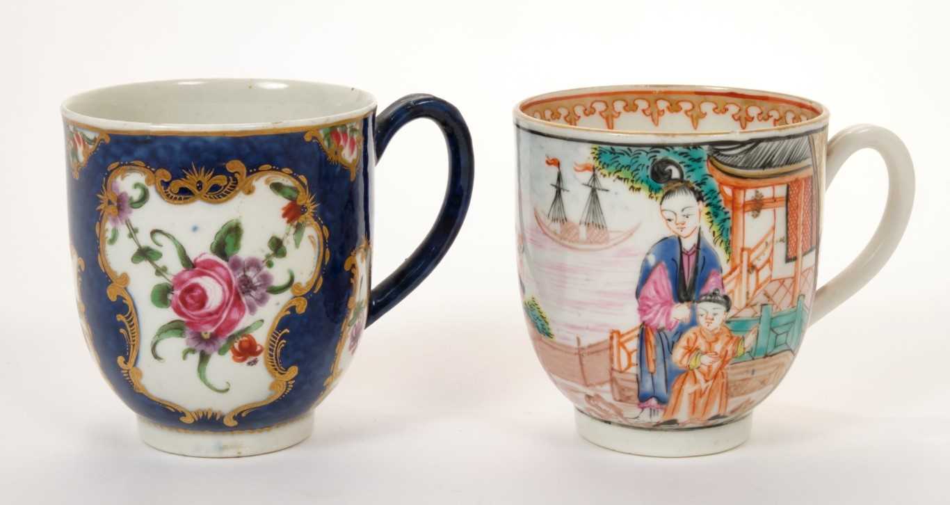 Lot 174 - 18th century Worcester polychrome coffee cup with painted floral sprays and Worcester coffee cup