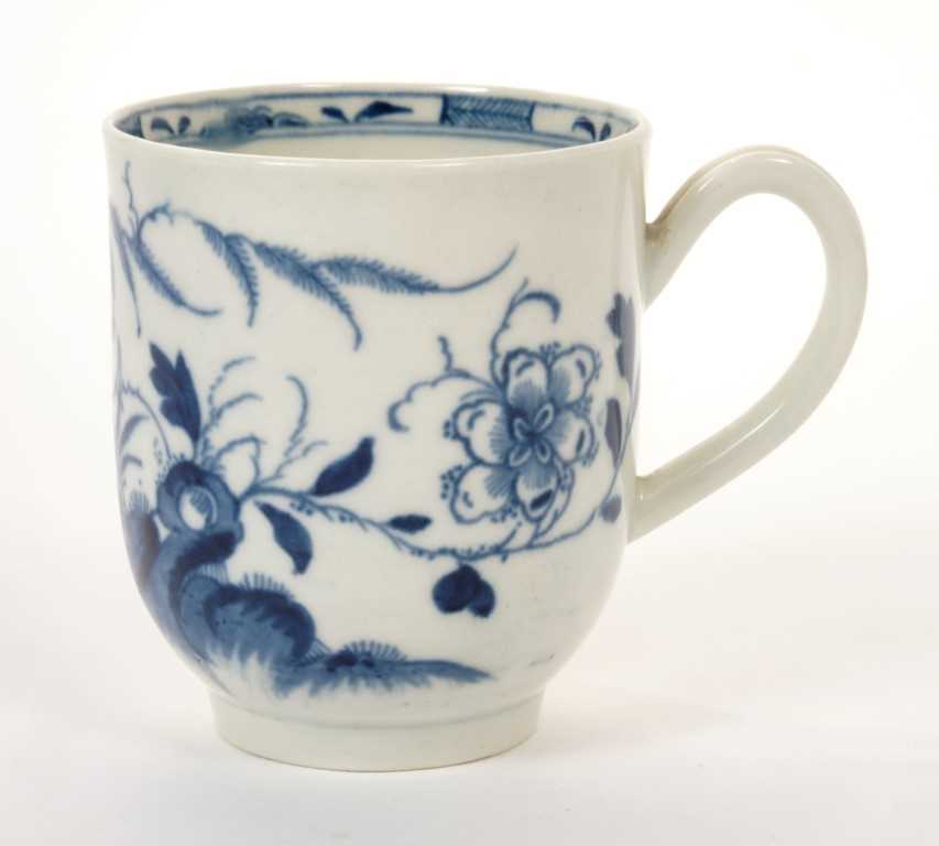 Lot 177 - 18th century Worcester blue and white coffee cup, blue crescent mark, 6.5cm