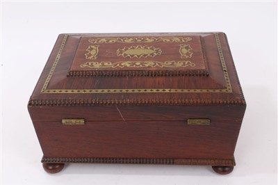 Lot 1057 - Regency brass inlaid rosewood sewing box