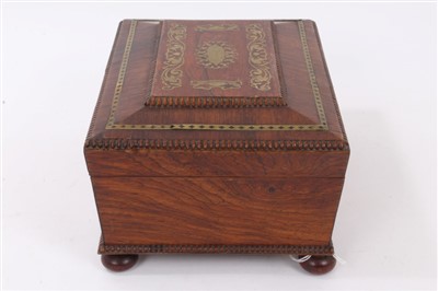 Lot 1057 - Regency brass inlaid rosewood sewing box