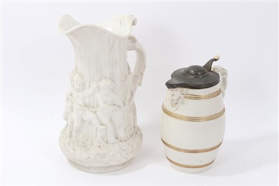 Lot 196 - Large Victorian Parian jug and a Burton pottery jug
