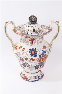 Lot 195 - Early 19th century Amhurst Japan stoneware potpourri vase