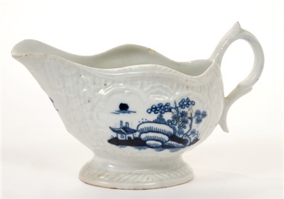 Lot 194 - 18th century Christians Liverpool blue and white cream boat, 12cm
