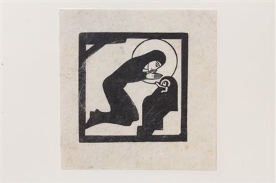 Lot 1541 - Eric Gill (1882-1940) wood engraving, Madonna and Child, with gallows, 1916, (Skelton P82), 5 x 5.6cm