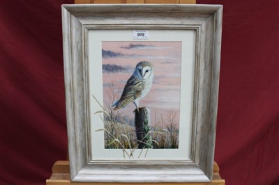 Lot 909 - Mark Chester acrylic - A Barn Owl