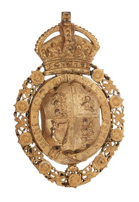 Lot 119 - HM King George V - fine ormolu crowned Royal Coat of Arms within collar of the Order of the Garter